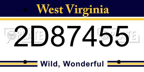 2D87455 West Virginia License Plate