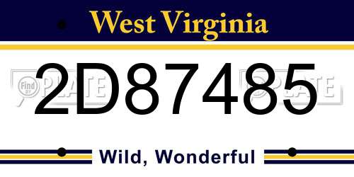 2D87485 West Virginia License Plate