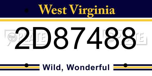 2D87488 West Virginia License Plate