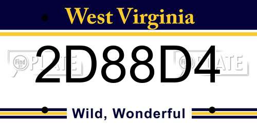 2D88D4 West Virginia License Plate