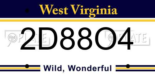 2D88O4 West Virginia License Plate