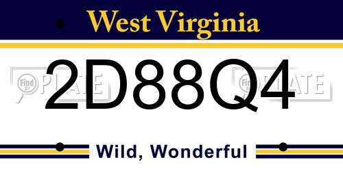 2D88Q4 West Virginia License Plate