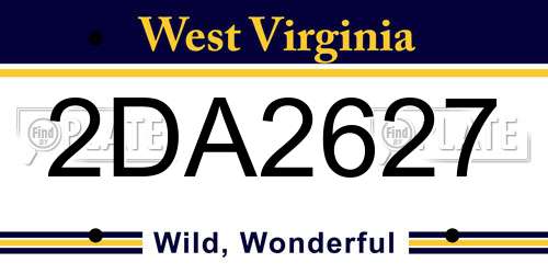 2DA2627 West Virginia License Plate