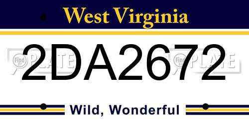 2DA2672 West Virginia License Plate