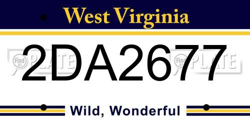 2DA2677 West Virginia License Plate