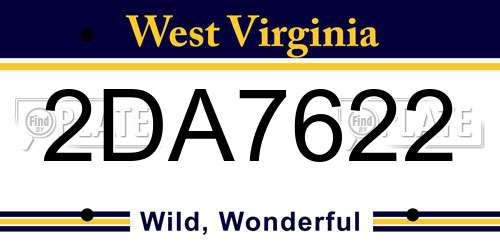 2DA7622 West Virginia License Plate