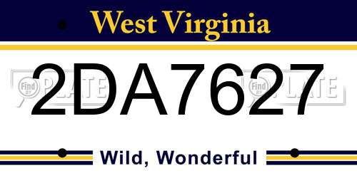 2DA7627 West Virginia License Plate