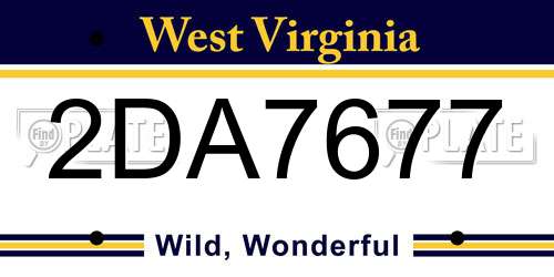 2DA7677 West Virginia License Plate