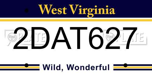 2DAT627 West Virginia License Plate