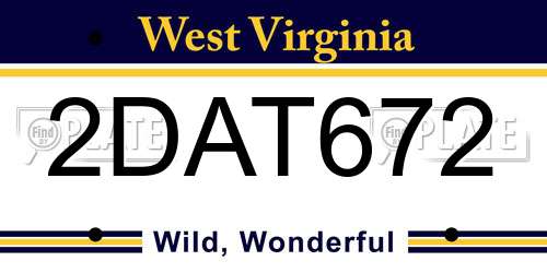 2DAT672 West Virginia License Plate