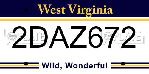 2DAZ672 West Virginia License Plate