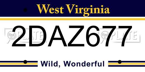 2DAZ677 West Virginia License Plate