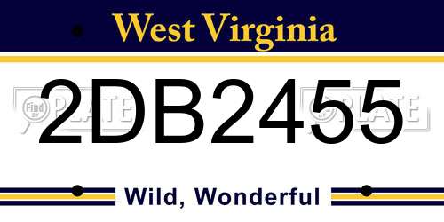 2DB2455 West Virginia License Plate