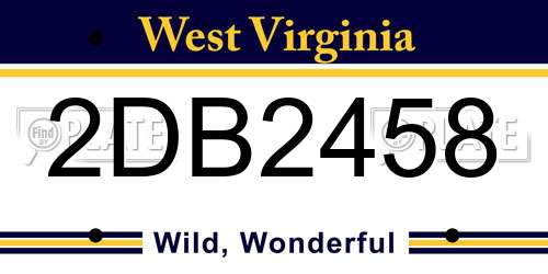 2DB2458 West Virginia License Plate
