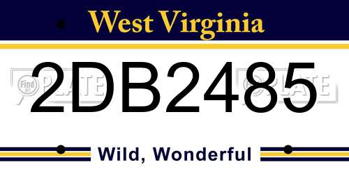 2DB2485 West Virginia License Plate