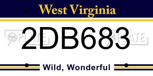 2DB683 West Virginia License Plate