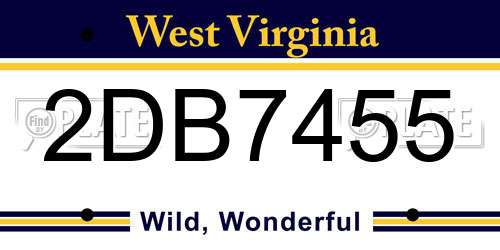 2DB7455 West Virginia License Plate