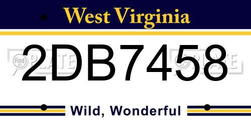 2DB7458 West Virginia License Plate