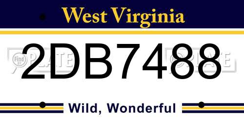 2DB7488 West Virginia License Plate