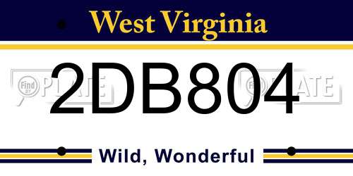 2DB804 West Virginia License Plate