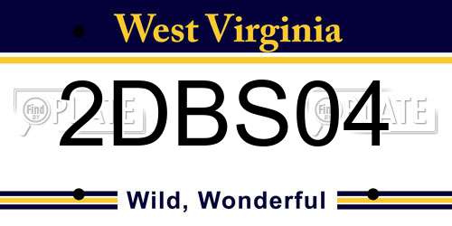 2DBS04 West Virginia License Plate