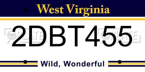 2DBT455 West Virginia License Plate