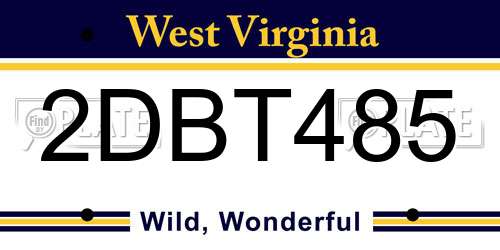 2DBT485 West Virginia License Plate