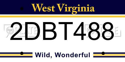 2DBT488 West Virginia License Plate