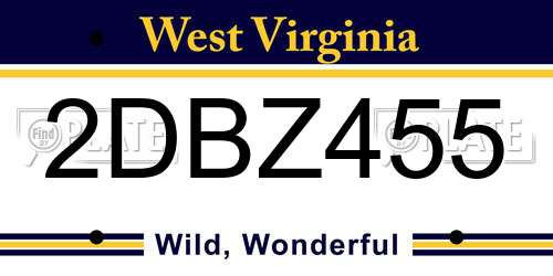 2DBZ455 West Virginia License Plate