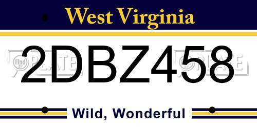 2DBZ458 West Virginia License Plate