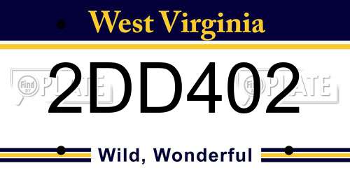 2DD402 West Virginia License Plate