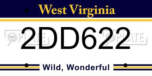 2DD622 West Virginia License Plate