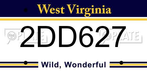 2DD627 West Virginia License Plate