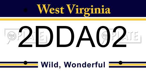 2DDA02 West Virginia License Plate