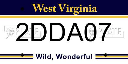 2DDA07 West Virginia License Plate