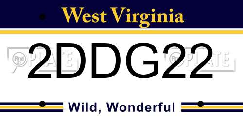 2DDG22 West Virginia License Plate