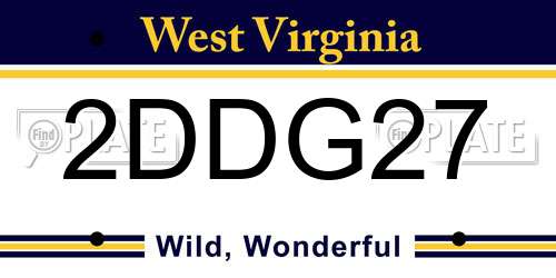 2DDG27 West Virginia License Plate