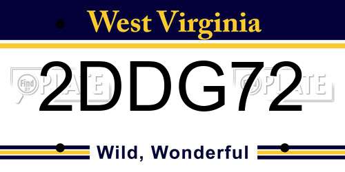 2DDG72 West Virginia License Plate