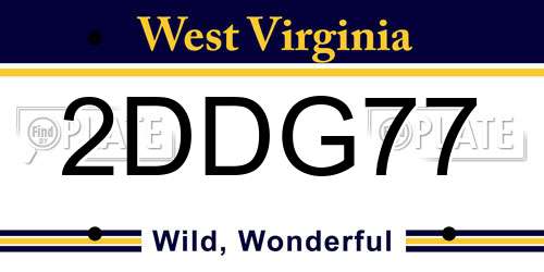 2DDG77 West Virginia License Plate