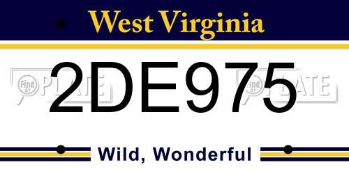 2DE975 West Virginia License Plate