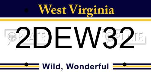 2DEW32 West Virginia License Plate