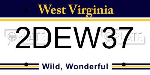 2DEW37 West Virginia License Plate