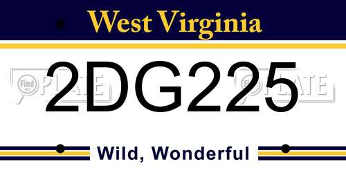 2DG225 West Virginia License Plate