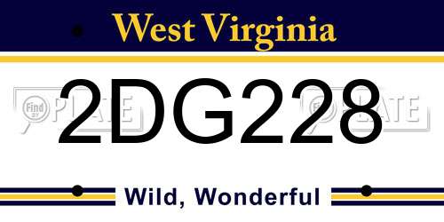 2DG228 West Virginia License Plate
