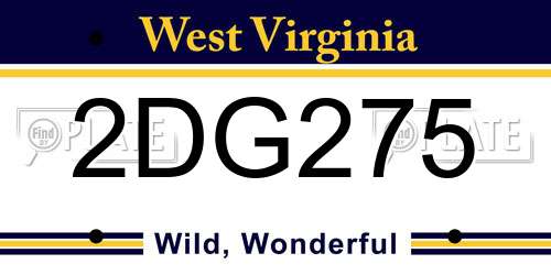 2DG275 West Virginia License Plate