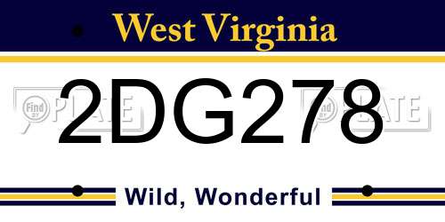 2DG278 West Virginia License Plate