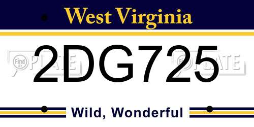 2DG725 West Virginia License Plate