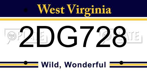 2DG728 West Virginia License Plate