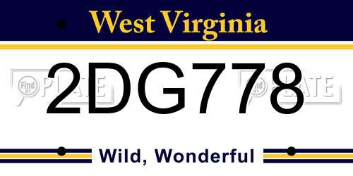 2DG778 West Virginia License Plate