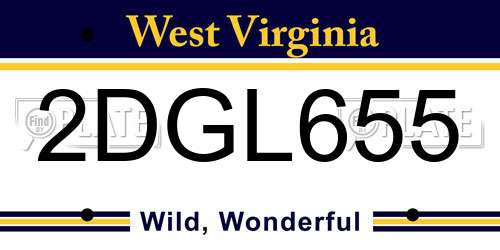 2DGL655 West Virginia License Plate